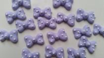 wedding photo - Lavender light purple polka dot bows -- Cupcake toppers cake decorations cake pops Minnie Mouse (12 pieces)