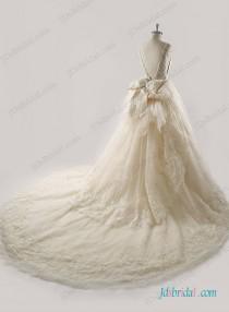 wedding photo -  H1265 Luxury Beading embroidery open back champagne wedding dress