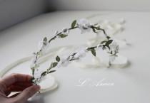 wedding photo - Mint Green Wedding Hair Tiara with Small White Flowers.