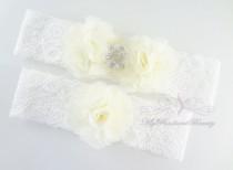 wedding photo - Bridal Garter, Wedding Garter, Sexy Garter, Ivory Flower Garter, Bridal Flower Garter, Handmade Custom Garter, Beaded Garter GTF0017IVY