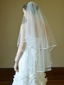wedding photo - Satin veil, satin edge wedding veil, two tier veil with 5mm satin edging, satin binding, blusher veil, blusher satin veil