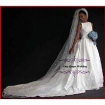 wedding photo - Crystal Rhinestones 1 Tier Cathedral Royal Tailor Custom Handmade Wedding Bridal Satin Edge Veil