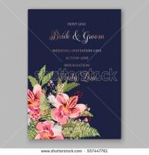 wedding photo - Alstroemeria Wedding Invitation tropical floral printable template. Bridal Shower bouquet privet berries, vector flower, illustration in vintage watercolor style
