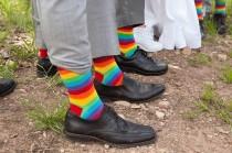 wedding photo - Add some color to your wedding with rainbow socks