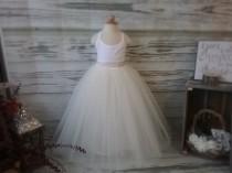 wedding photo - Free Shipping to USA Custom Made Girls Ivory  Floor Length Tulle Skirt -for Flower Girl,Country Wedding,Rustic Wedding for Flower girl