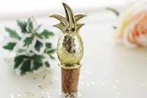 wedding photo - Gold Pineapple Bottle Stopper Corks Wine Stoppers Favors / Gift