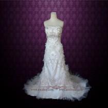 wedding photo - Strapless Crystal Slim A-line Wedding Dress with Tiered Rufffles and Beadwork 