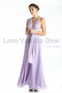 wedding photo - Bridesmaid Dress Infinity Dress Lilac with Chiffon Overlay Floor Length Maxi Wrap Convertible Dress Wedding Dress