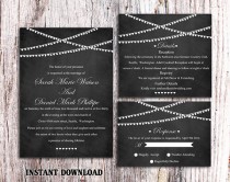 wedding photo -  DIY Wedding Invitation Template Set Editable Word File Download Printable Chalkboard Wedding Invitation Lights Invitation Heart Invitation