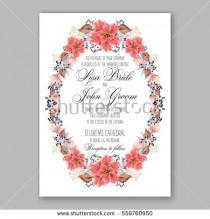 wedding photo - Wedding Invitation Floral Bridal Shower Invitation Wreath with pink flowers Anemone, Peony, wild privet berry, vector floral illustration in vintage watercolor style