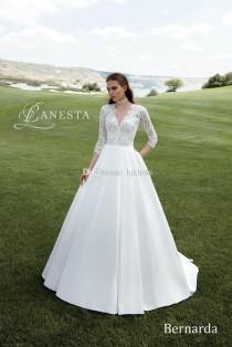 wedding photo - Deep V-Neck 3/4 Long Sleeve A-Line Wedding Dresses Satin Appliques Lace Pearls Vintage Outdoor Beach Wedding Dress Bridal Gowns Lace Luxury Illusion Online with $154.29/Piece on Hjklp88's Store 