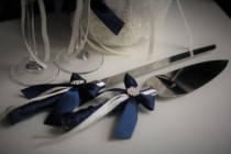 wedding photo -  Navy Cake Server Set / Navy blue Wedding Cake Cutting Set / Blue Cake Serving set / Wedding cake knife and Server \ Navy Wedding knife set