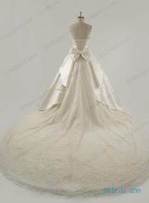 wedding photo - Strapless satin princess ball gown wedding dress