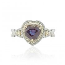 wedding photo - Alexandrite Ring - Heart Shape Lab Alexandrite Engagement Ring with Double Halo - LS1675