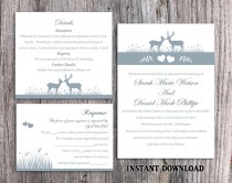 wedding photo -  DIY Wedding Invitation Template Set Editable Word File Download Printable Reindeer Invitation Gray Wedding Invitation Blue Invitations