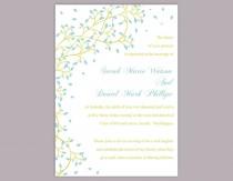 wedding photo -  DIY Wedding Invitation Template Editable Word File Instant Download Printable Green Invitation Leaf Wedding Invitation Blue Invitations