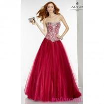 wedding photo - Ball Gown Style Alyce Tulle Strapless Prom Dress - Discount Evening Dresses 