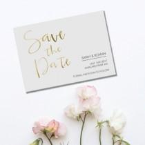 wedding photo - Wedding, Save The Date, DIY Printable, Save The Date, Print at Home, Invite, Calligraphy, Handwritten, Gold Foil, Water Colour, Stationary
