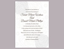 wedding photo -  DIY Wedding Invitation Template Editable Word File Instant Download Printable Silver Invitation Rose Invitation Gray Wedding Invitation