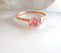 wedding photo - Natural Pink Peach Sapphire Ring, Raw Sapphire Ring, Alternative Stone Engagement Ring, Choose Your Own Stone, 14k Gold Ring Made To Order