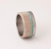 wedding photo - Antler ring turquoise ring titanium wedding ring