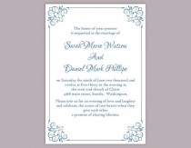 wedding photo -  DIY Wedding Invitation Template Editable Word File Instant Download Printable Elegant Invitation Blue Wedding Invitation Floral Invitation
