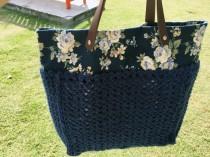 wedding photo - Crochet Leather Bag,Personalized gift, bridesmaid gift, Shoulder bag ,Floral bag,Spring,Summer,Red tote,Healthy,Vintage,Boho,Garden party