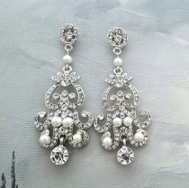 wedding photo - Crystal Chandelier Earrings, Bridal Earrings Chandelier, Statement Wedding Earrings, Art Deco Pearl Crystal Earrings, Wedding Chandelier