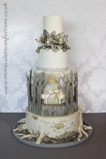 wedding photo - Winter Woodland Wedding Cake
