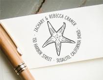 wedding photo - Starfish Self Inking Return Address Stamp, Personalized Stamp, Custom Stamp, Destination Wedding Stamp, Beach Wedding, Bridal Shower