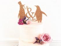 wedding photo - Mr And Mrs Penguin Wedding Cake Topper Medium Size-wedding cake decoration-penguin themed wedding cake-wedding accessories-