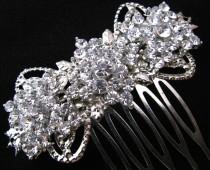 wedding photo - Rhinestone Hair Comb, Wedding Bridal Crystal Headpiece, Silver Filigree Vintage Style Jeweled Hair Comb, Bridesmaids, Flower Girl Accessory