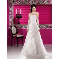 wedding photo - Elegant A-line Strapless Beading Lace Ruching Sweep/Brush Train Organza Wedding Dresses - Dressesular.com