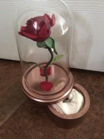 wedding photo - Stunning Beauty and the Beast swivel top ring box proposal prop Valentine's Day gift