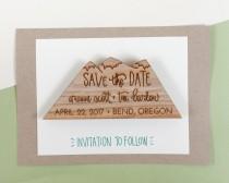 wedding photo - Wood Save the Date Magnets - save the date invitations - custom save the dates - wood slice save the dates - mountains - camp wedding S3002