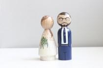 wedding photo - Wedding Cake Toppers Custom Peg Doll Wedding Cake toppers Wooden Dolls Goose Grease
