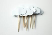 wedding photo - White Cloud Cupcake Toppers, Birthday Party, Baby Shower, Party Decor, Double Sided, Set of 12