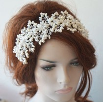 wedding photo -  Bridal Headband, Wedding Pearl Headband, Wedding Headpiece, Bridal Tiara, Bridal Jewelry, Hair Accessories, Wedding Hair Accessories