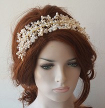 wedding photo -  Pearl Headpiece, Wedding Pearl Headband, Wedding Headpiece, Bridal Tiara, Bridal Jewelry