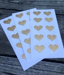 wedding photo - Glitter Envelope Seals Gold Stickers heart - Wedding Stationary - Sheet of 10 Stickers