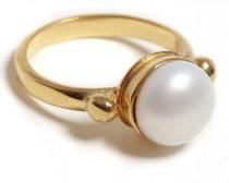 wedding photo - 14K gold ring, Bridal ring, Pearl engagement ring , Romantic ring, Fine jewelry, Wedding jewelry, Solid gold white pearl ring, Bridal ring