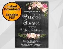 wedding photo - Editable Bridal Shower Invitation, Chalkboard Invitation, Instant Download diy wedding, etsy Bridal Shower invitation XB002c4