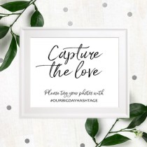 wedding photo -  Wedding hashtag rustic chic sign-Personalized Help us capture the love wedding sign-Wedding social media stylish Hand lettered Wedding Sign