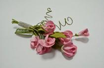 wedding photo - Pink Floral Brooch with Summer Flowers, Sweet Pea Brooch, Groom's Boutonniere, Flower Bridal Brooch, Bridesmaid Brooch, Wedding Brooch