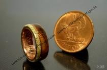 wedding photo - Jameson whisky barrel wood ring with deer antler and Irish penny coin