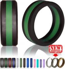 wedding photo - Silicone Wedding Ring by Knot Theory - Safe & Lightweight Wedding Band (Black with Bright Green Stripe, 8mm band width)