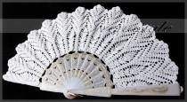 wedding photo - White lace hand fans crochet, 100% cotton, wedding decoration Doily .  For the Princess