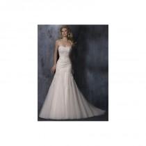 wedding photo - Mellifluous Strapless Applique Beads Working Tulle Chapel Train Satin Wedding Dress for Brides In Canada Wedding Dress Prices - dressosity.com
