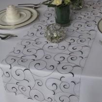 wedding photo - Swirl Embroidered Organza Wedding Table Runner
