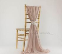 wedding photo - New Spring '16 Chiffon chair cover sash ~ Nude Mocha - Wedding chair decor - Bridal chair Sweetheart table - Dinner parties